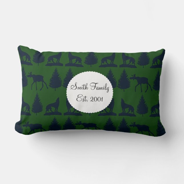 Marin för träd för gräs för vildälgvarger lantlig lumbarkudde (Framsida)