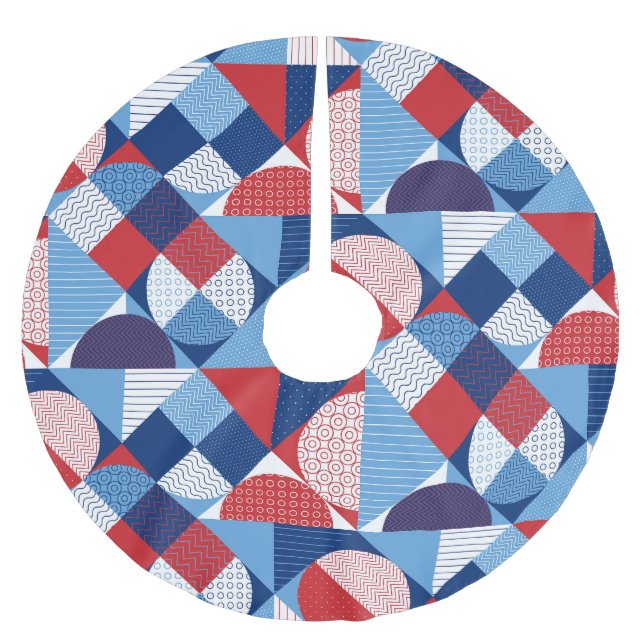 Marin geometri: Sommarsömlöst mönster. Julgransmatta Borstad Polyester (Framsidan)