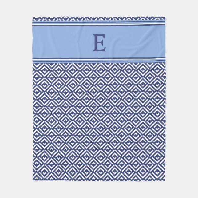 Marin Geometrisk Fickmonogramdesign Fleecefilt (Framsidan)