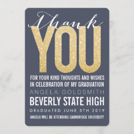 Marin Glitter Typografi Examen Tacksamhetskort Tack Kort