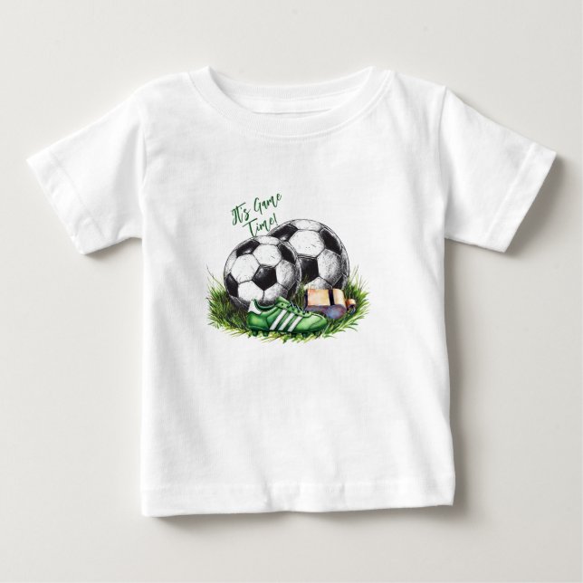Marin grön Fotboll Barn Vattenfärg foto T Shirt (Framsida)