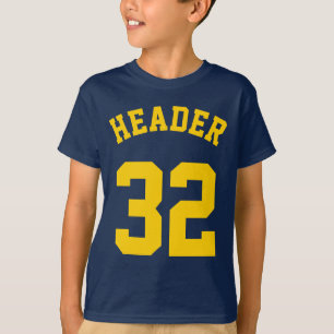 Marin & guld- gul sportJersey för ungar design Tee Shirt