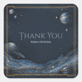 Marin Guld Nebula Galax Planet Gräns Fyrkantigt Klistermärke