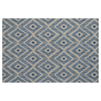 Marin Ikat på naturligt linne Tyg