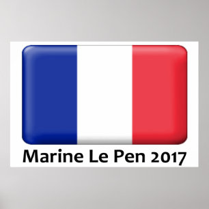 Marin- Le Pen 2017 franska flaggaaffisch Poster