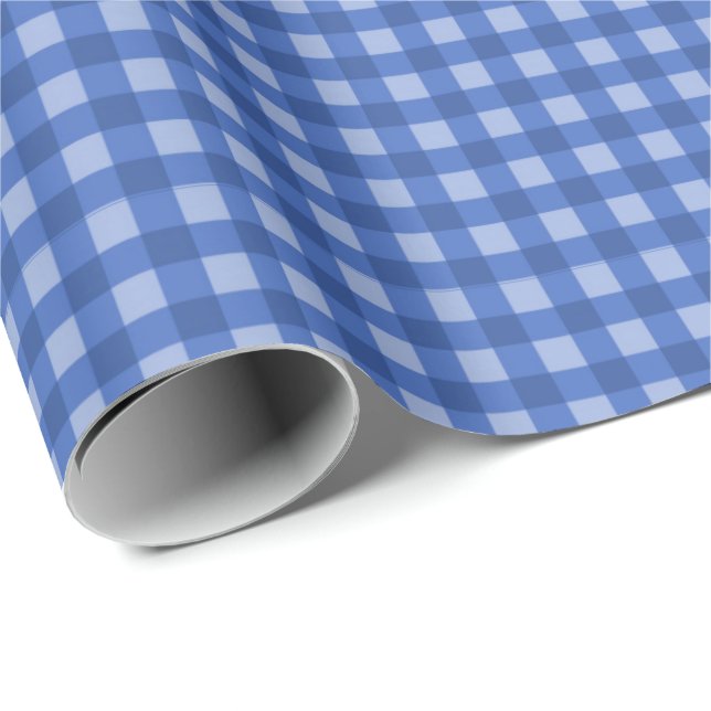 Marin| Light Blue Gingham Wrapping Papprare Presentpapper (Rullad Hörn)