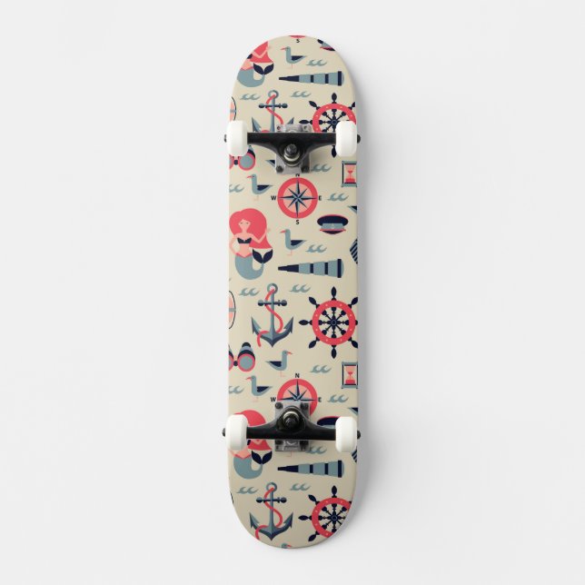Marin- livmönster mini skateboard bräda 18,5 cm (Framsida)