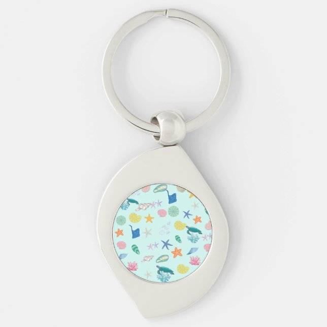 Marin magi swirl silverfärgad nyckelring (Framsidan)