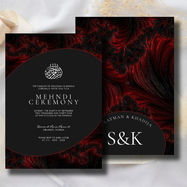 Marin Minimal Elegant Svart-vit Muslimsk Islamisk  Inbjudningar (Skapare uppladdad)