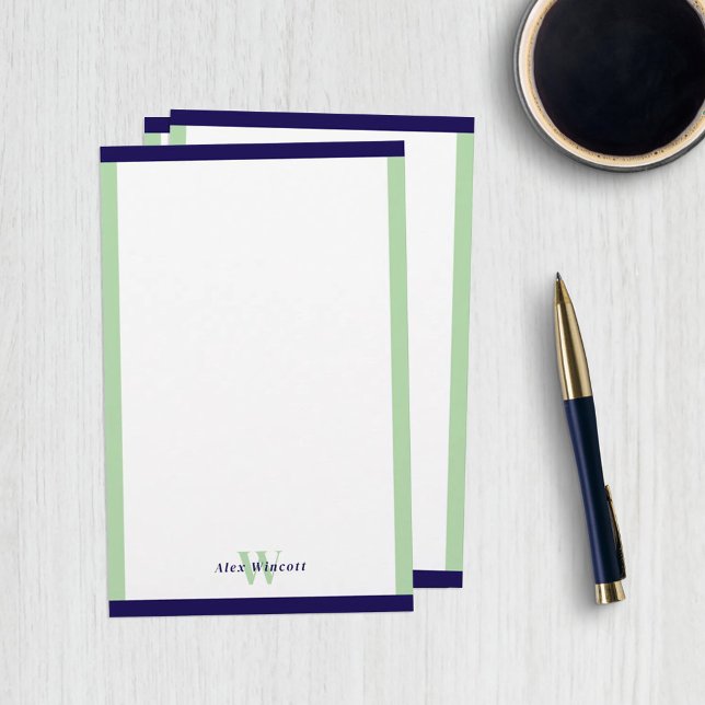 Marin och Celadon Gräns Monogrammed Brevpapper (Skapare uppladdad)