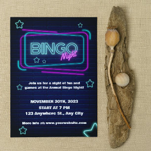 Marin och Neon Bingo Natt Fest Inbjudan