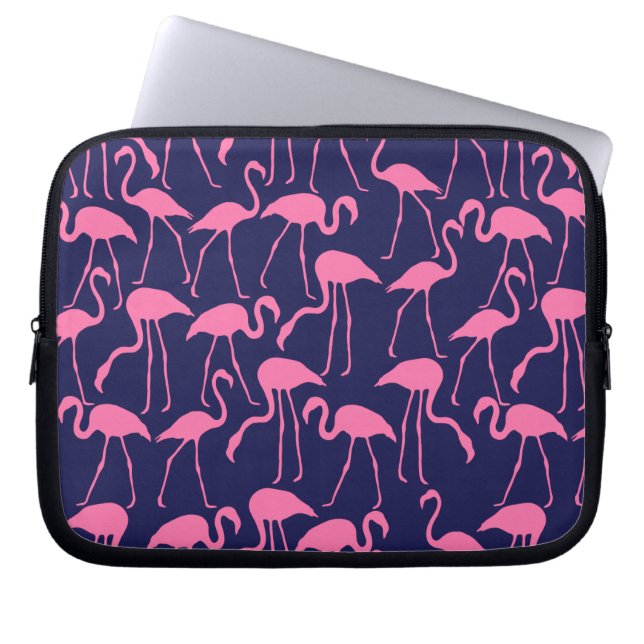 Marin- och rosaFlamingomönster Laptop Sleeve (Framsidan)