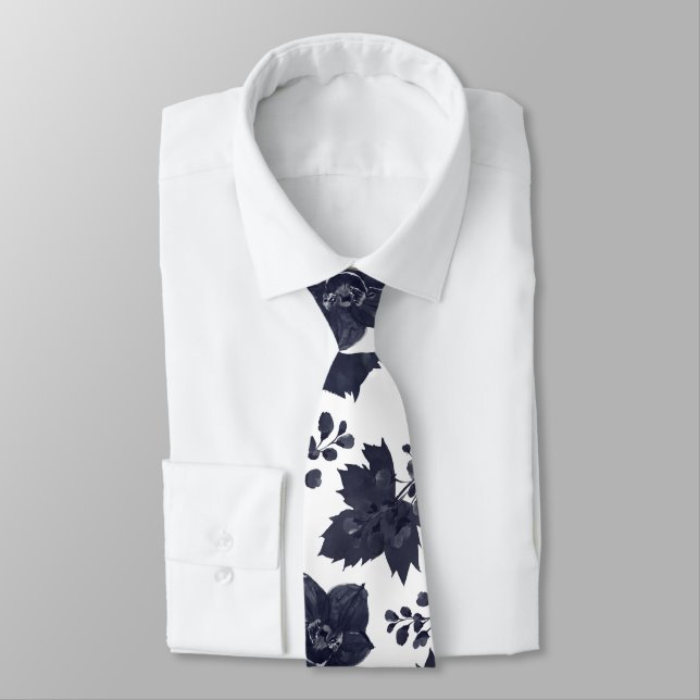 Marin Pion och Vit Elegant Bröllop Slips (Bunden)