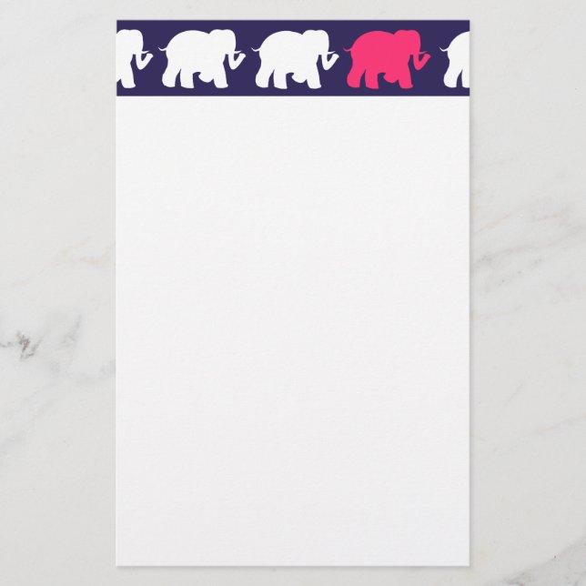 Marin-, rosa- & vitelefantdesign brevpapper (Framsida)