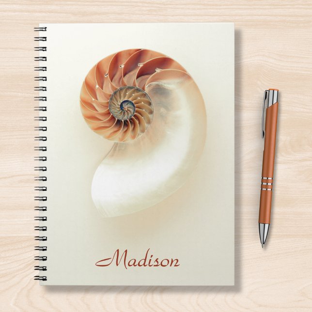 Marin Seashell Personlig Namn minimalistisk Chic Anteckningsbok (Skapare uppladdad)