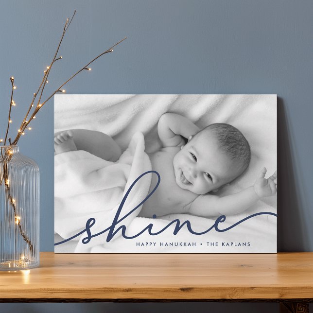 Marin | Shine Script Hanukkah Photo Julkort (Skapare uppladdad)