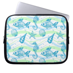Marin Sketch Mönster Laptop Sleeve