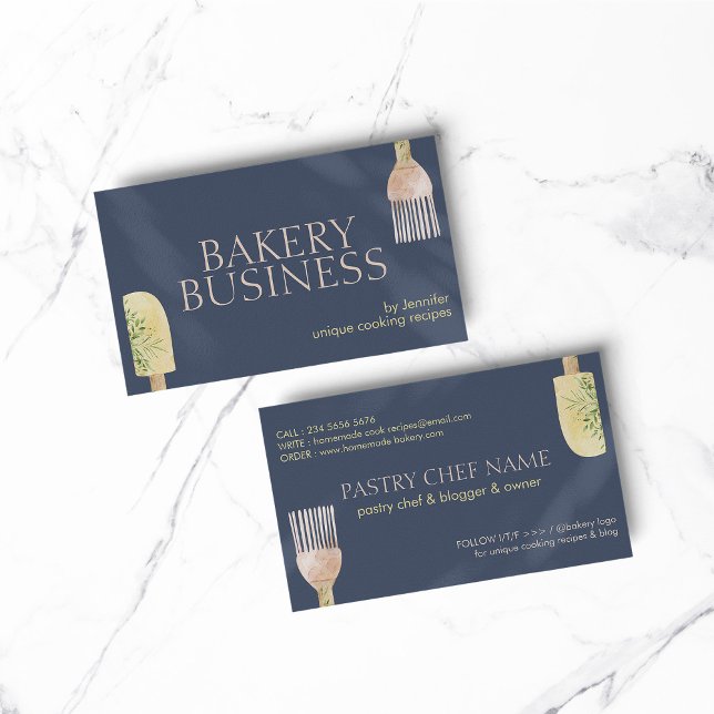 Marin Skugga Bakspoon Spatel Chef Bakning Visitkort (BAKERY PASTRY CHEF COOK CAKE event planner business)