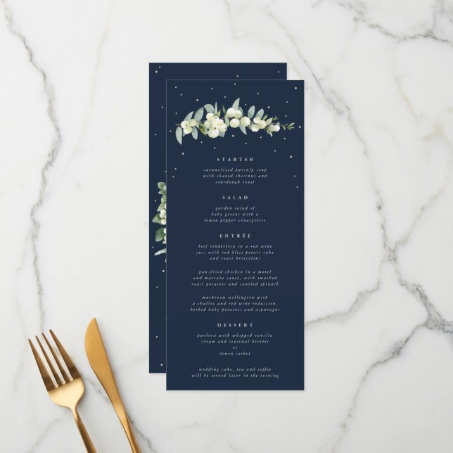 Marin Snöbär+Eukalyptus 4-rätters Bröllops Tallrik Meny (Fram/Back In Situ)