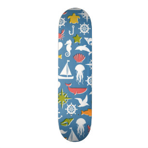 Marin- symbolmönster mini skateboard bräda 18,5 cm