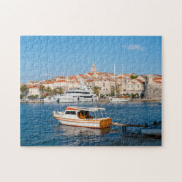 Marina av staden Korcula - Dalmatien, Kroatien Pussel