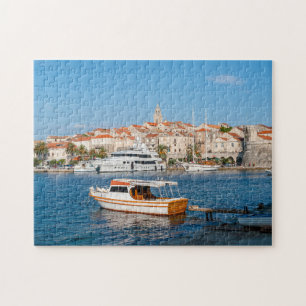Marina av staden Korcula - Dalmatien, Kroatien Pussel