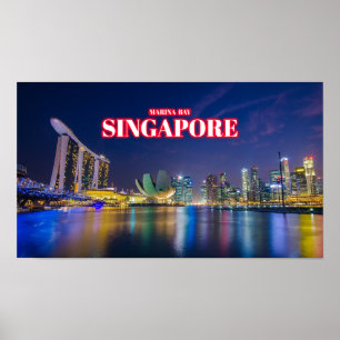 Marina Bay på Nattdag 2 - Singapore Poster