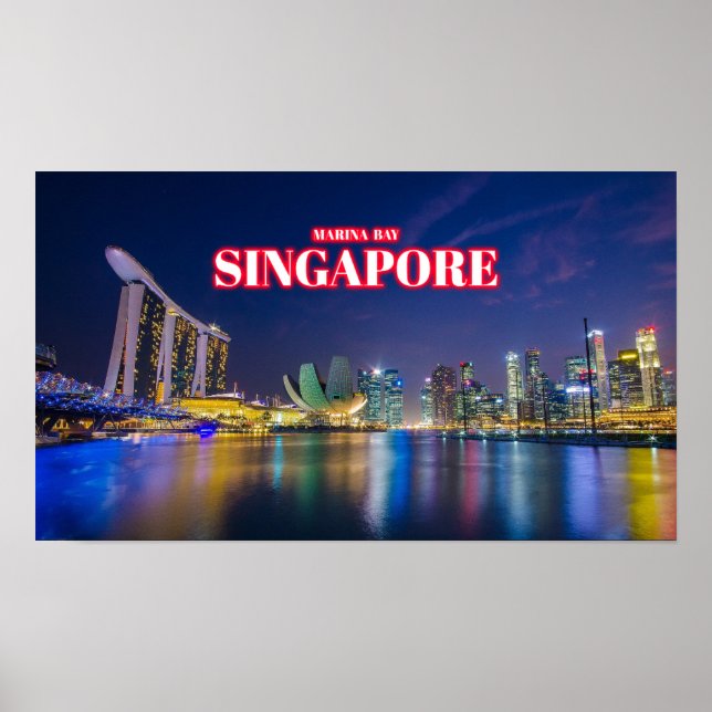 Marina Bay på Nattdag 2 - Singapore Poster (Framsidan)