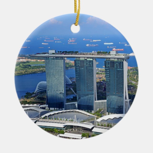 Marina Bay Sands lyxhotell med frakt Julgransprydnad Keramik (Framsidan)