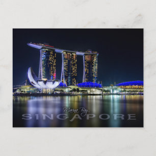 Marina Bay, Singapore på natten Vykort