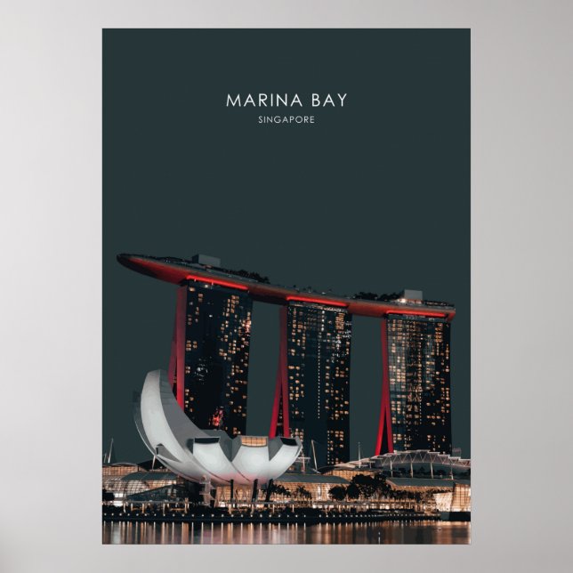 Marina Bay, Singapore Travel Artwork Poster (Framsidan)