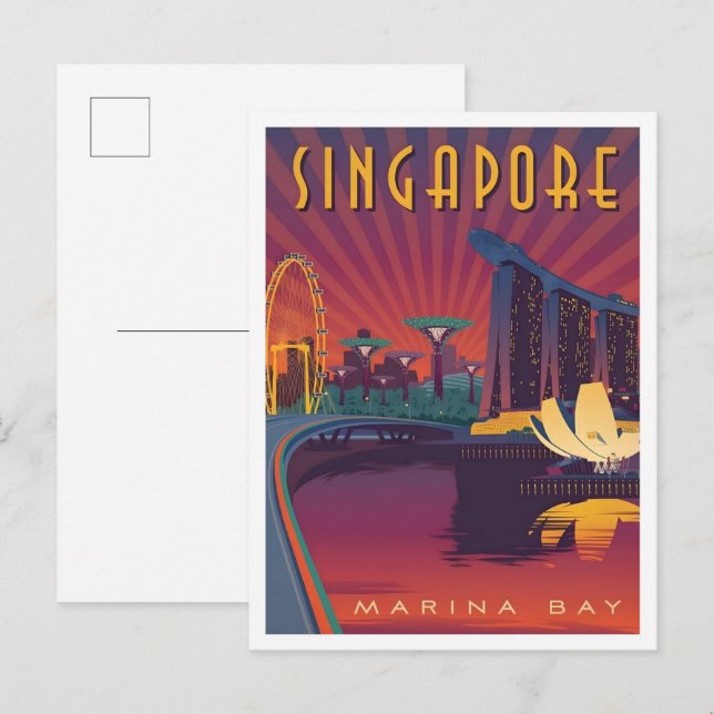 Marina Bay Singapore Vintage Resa  Vykort (Fram/baksida)