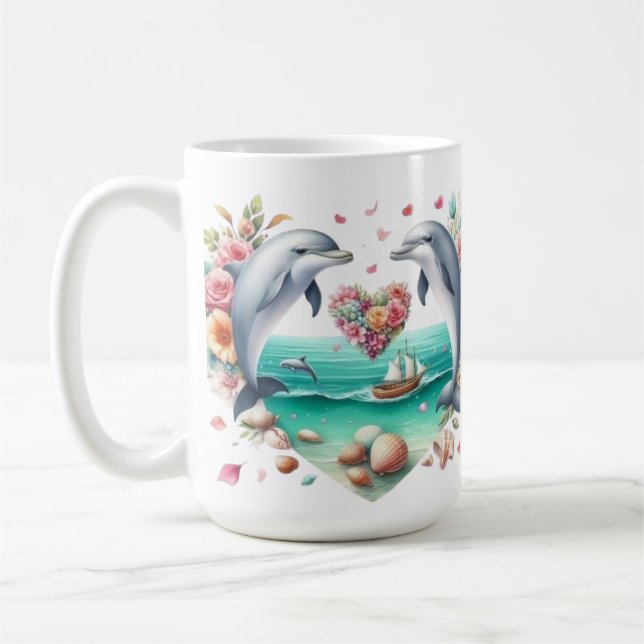 Marina bliss och Blommigt Whispers" Kaffemugg (Vänster)