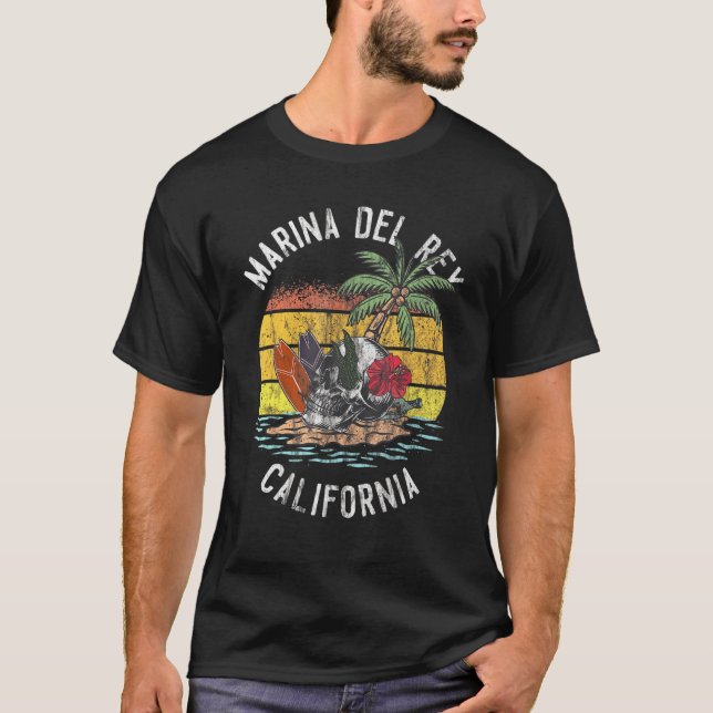 Marina Del Rey Beach California Handflatan Skull S T Shirt (Framsida)