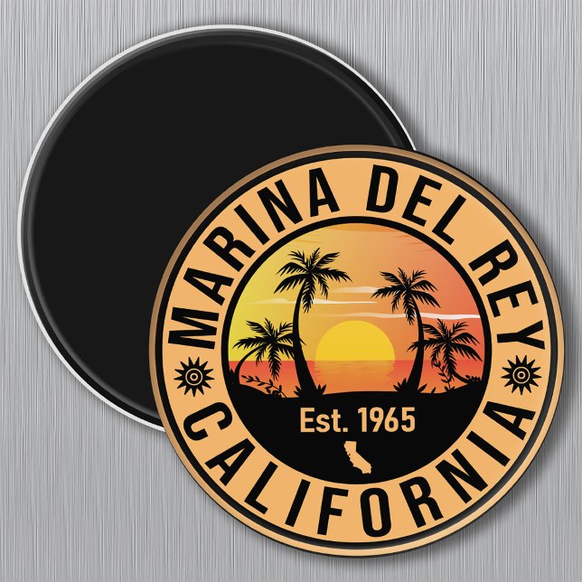 Marina del Rey California Retro Sunset Souvenirs Magnet (Skapare uppladdad)