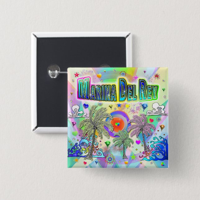 Marina Del Rey Deep Dream Button Knapp (Framsida & baksida)
