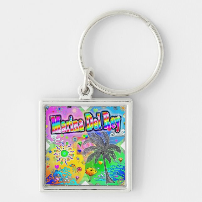 Marina Del Rey Quadro Seasons Keychain Fyrkantig Silverfärgad Nyckelring (Framsidan)