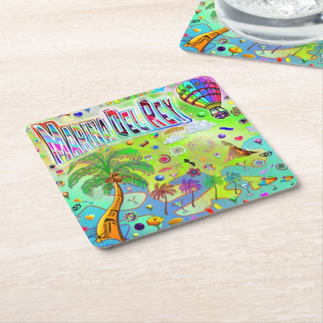 Marina Del Rey Tidlös Melodi Coaster Underlägg Papper Kvadrat (Vinklad)