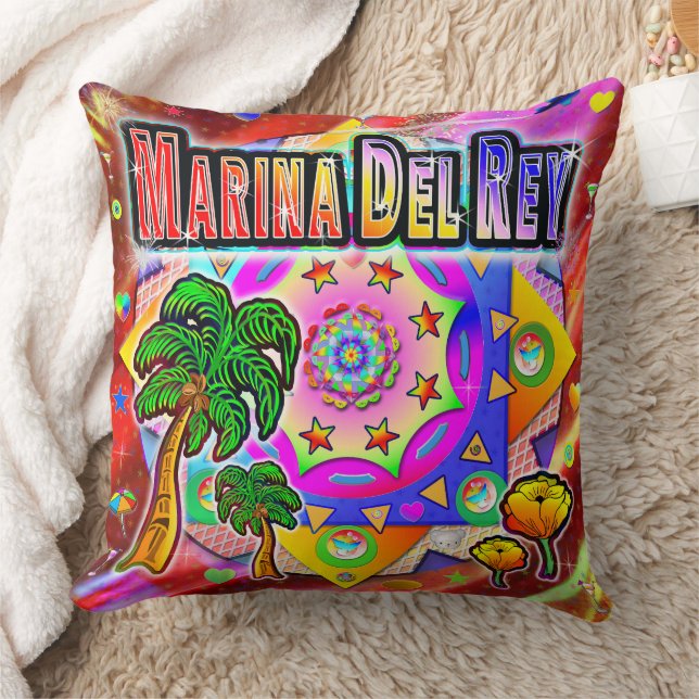 Marina Del Rey Tropical Friends Pillow Kudde (Filt)