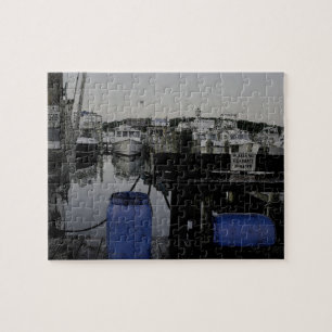 Marina för båtfiske i Montauk New York Puzzle Pussel