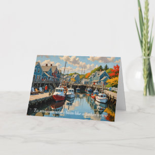 Marina i Little Fishing Village Fars dag Helgkort