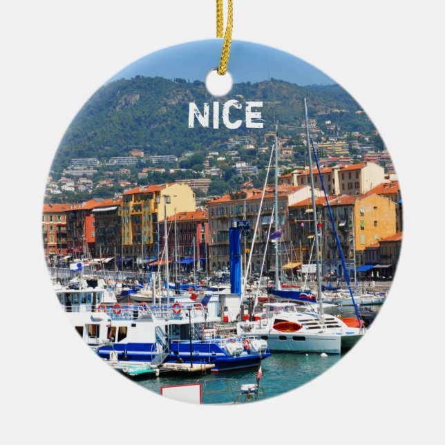 Marina i Nice, frankrike Julgransprydnad Keramik (Framsidan)