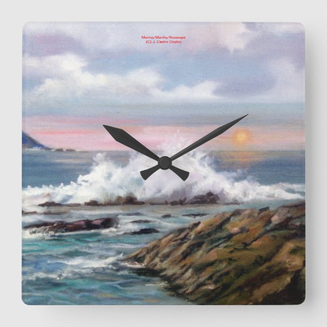 Marina/Mariña/Seascape Fyrkantig Klocka (Framsida)