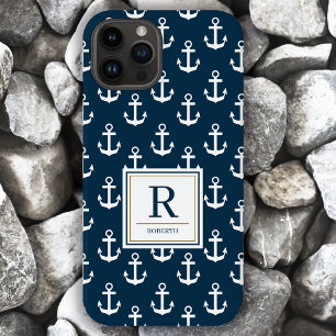 Marina marinflottans blå Mönster-monogram
