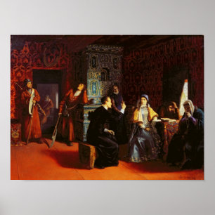 Marina Mniszech under gripande med en präst, 1883 Poster