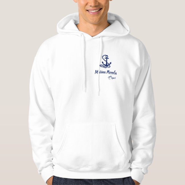 Marina Piccola - Capri, Italia, White and Blue Hoodie (Framsida)