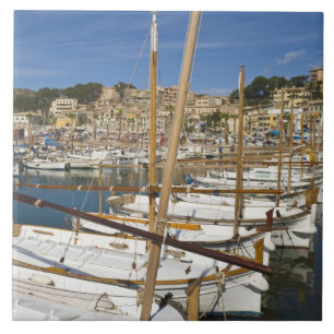 Marina, Port de Soller, västkusten, Mallorca, Kakelplatta