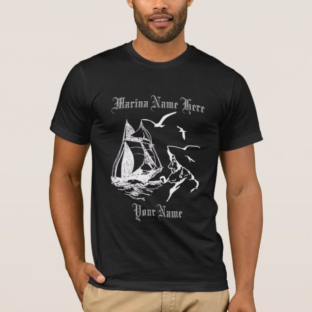 Marina Sailboat Sailor Manar Black Anpassningsbar  Tee (Framsida)