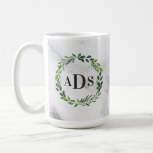 Marina vattenfärgsutandningsmonogram kaffemugg