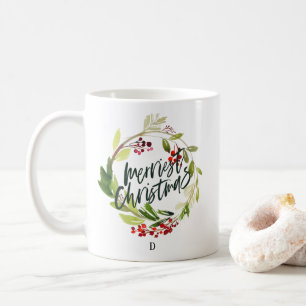 Marina vattenfärgsutandningsmonogram kaffemugg